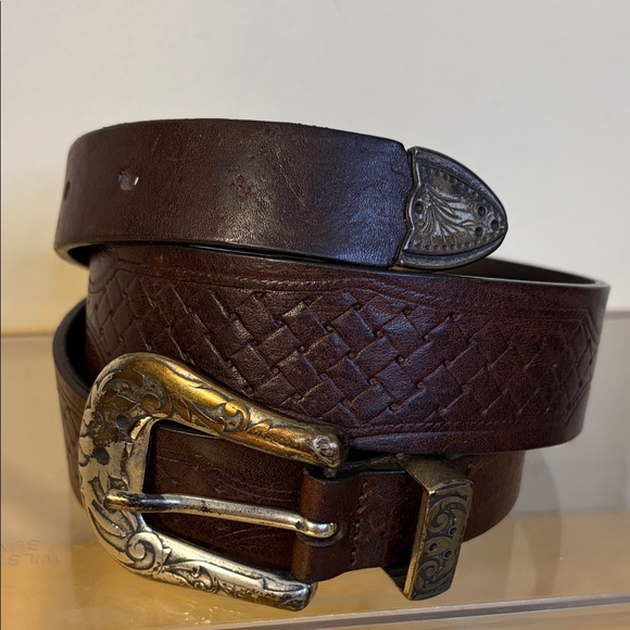 Zara Accessories - Zara Brown Leather Belt with Silver Buckle Size 95